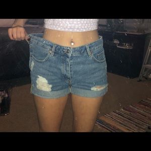 Divided jean shorts
